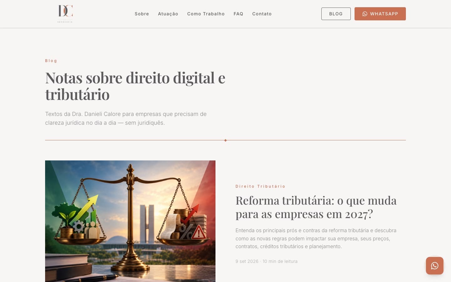 Landing page + blog para advocacia no computador
