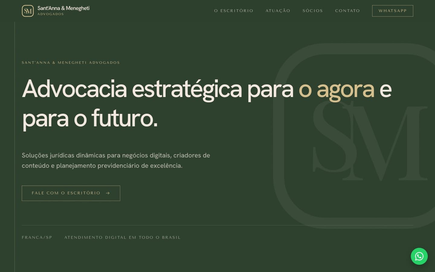 Landing page institucional para advocacia no computador