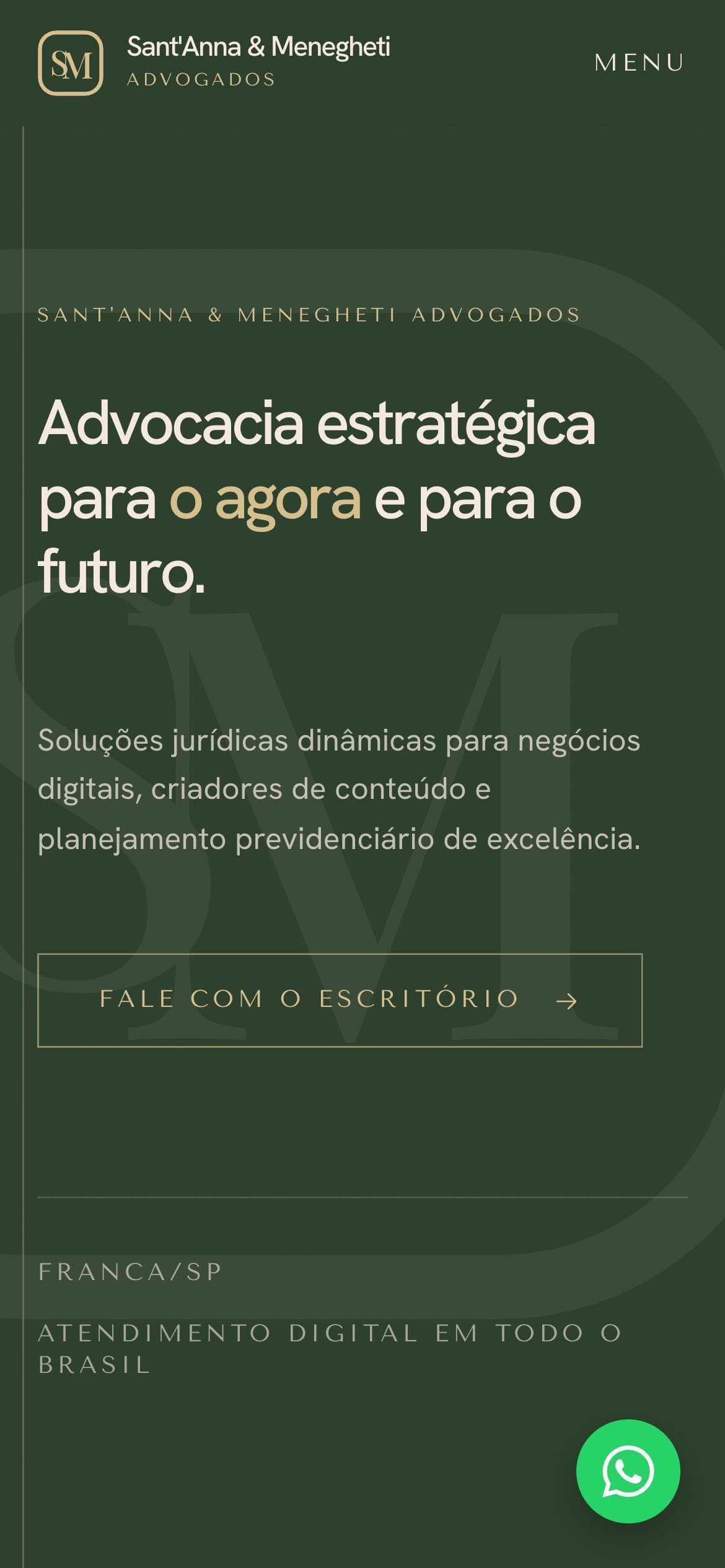 Exemplo de landing page para escritório de advocacia no celular